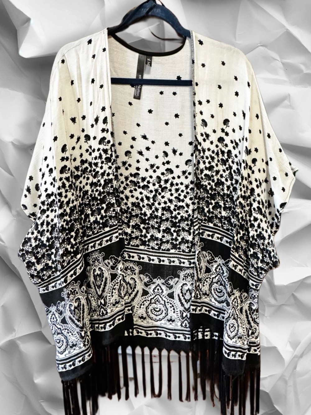 ellumiNation by Nikki in Parker Polka Dot Open Kimono - Black & White